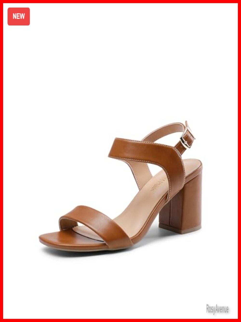 Women's Heeled Sandals Block Heel Square Toe Faux Leather Ankle Strap